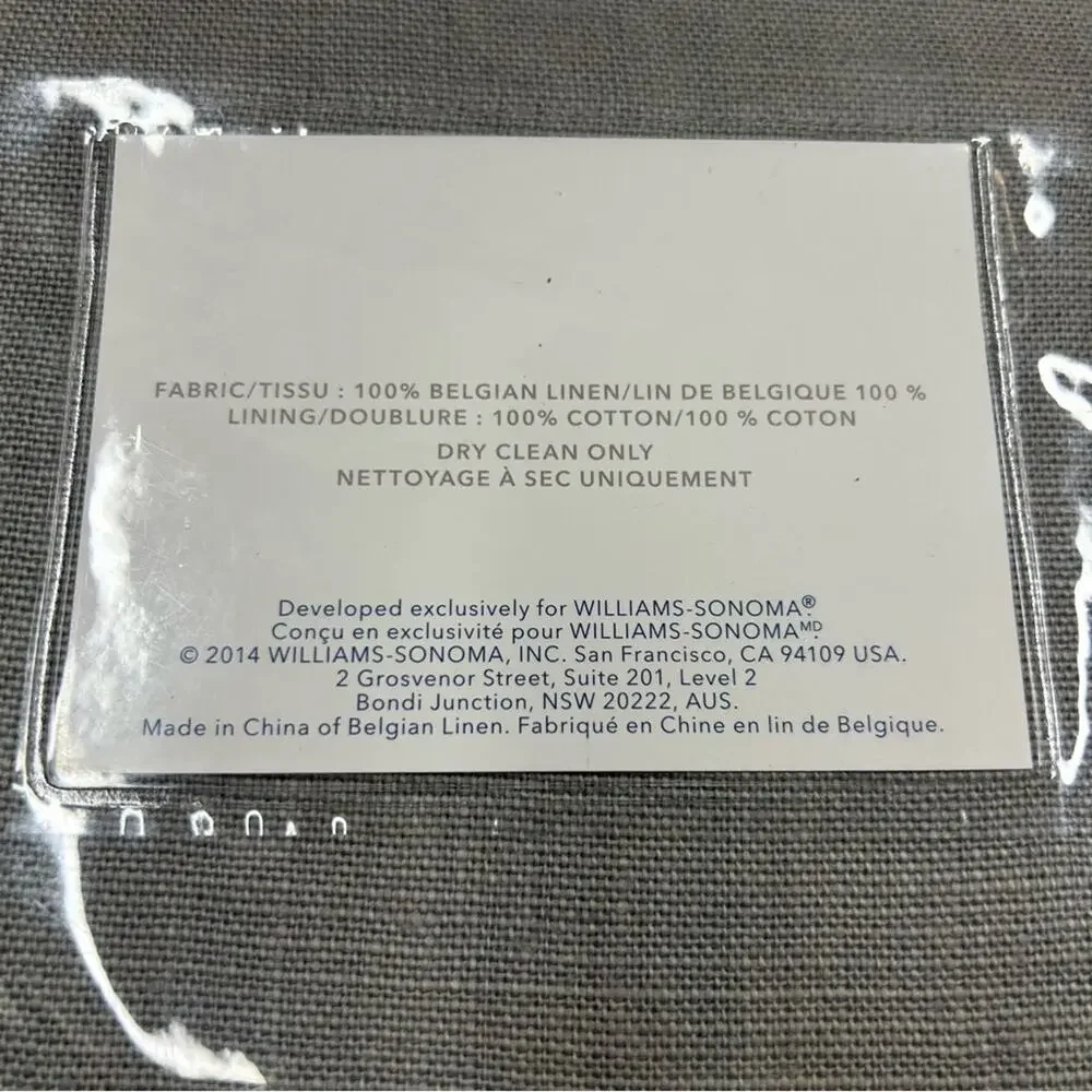 Williams Sonoma Belgian Linen Rod Pocket Drape Curtain 1 Panel Smoke Gray NEW